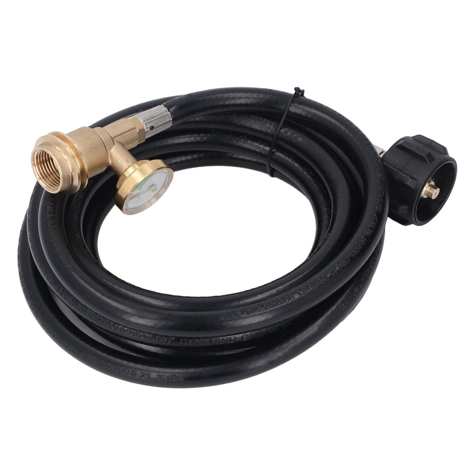 Manguera de extensión de Gas de 12 pies con manómetro y Detector de Fugas Compatible con Conexiones QCC 1 Tipo 1 Hembra y Pol Macho para Parrilla y Calentador de Barbacoa