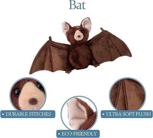 Miniatura 6 de The Petting Zoo Peluche de murciélago, regalos para niños, animales salvajes del zoológico Onez, juguete de peluche de murciélago de 9 pulgadas