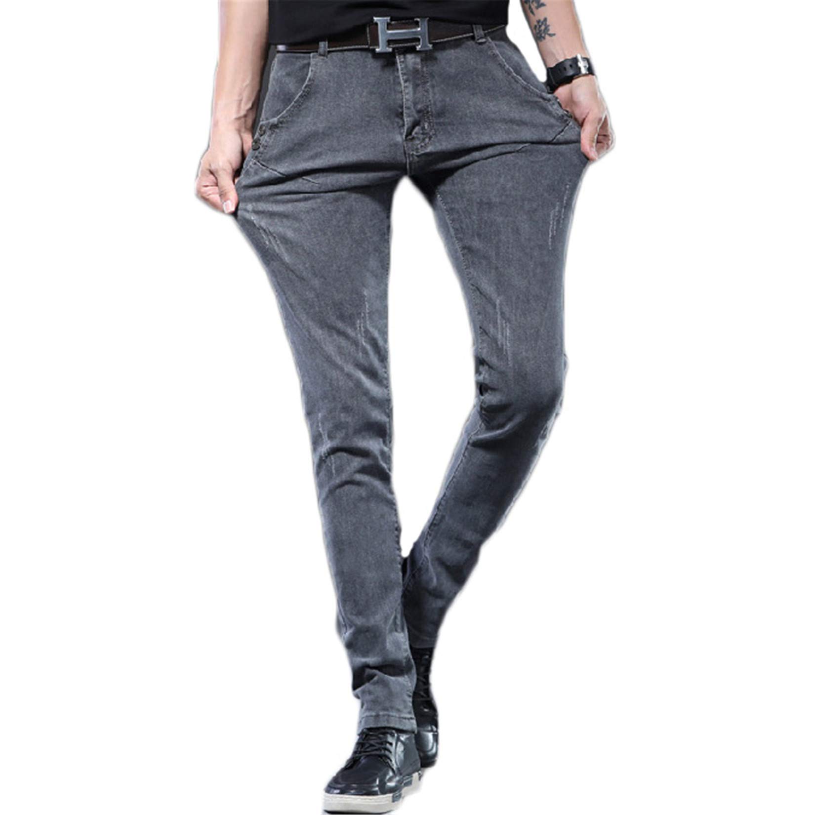Andongnywell Mens Flex Stretch Basic Skinny Fit Denim Pants Mans Stretchy Slim Fit Jeans Trousers