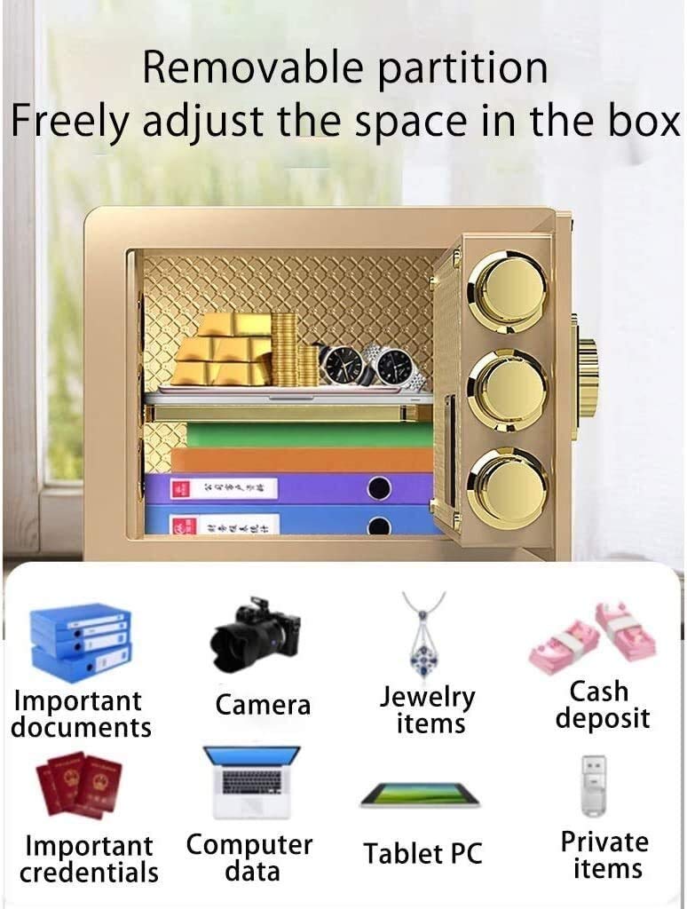Strongbox - Caja fuerte ignífuga impermeable para el hogar y la cerradura, caja de seguridad electrónica, 40 x 36 x 32 cm, tamaño pequeño y mediano, todo de acero, para oficina, hogar, caja de