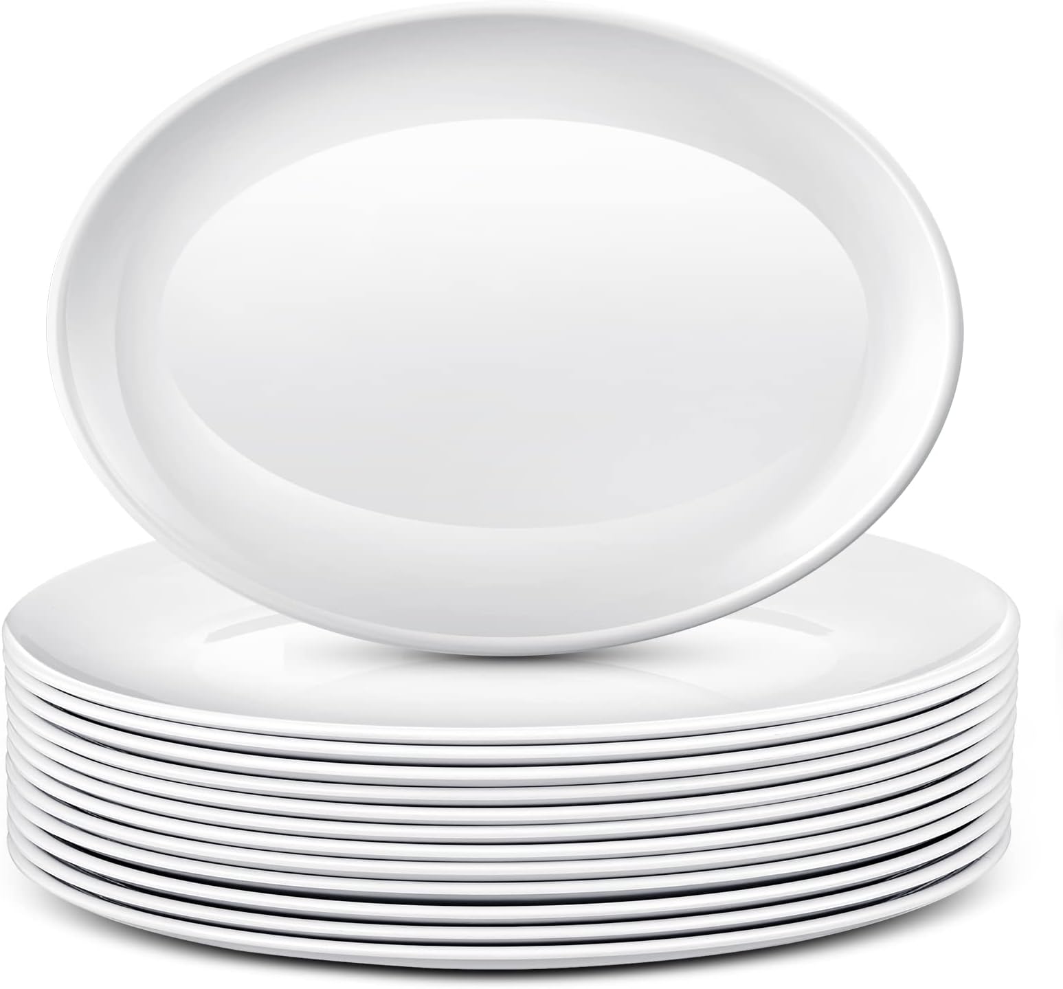 Dandat 12 Pcs Large Serving Platters Oval Trays White Plates Serving Dish for Wedding Party Restaurant Home Steak, Taco, Sushi, Appetizer, Cake (14 Inch)