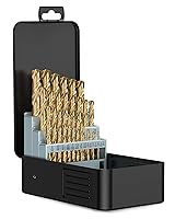 Vista 1 de Lichamp Juego de brocas HSS de 29 piezas, brocas de acero de alta velocidad con revestimiento de titanio de 1/16" a 1/2" para metal, hierro fundido