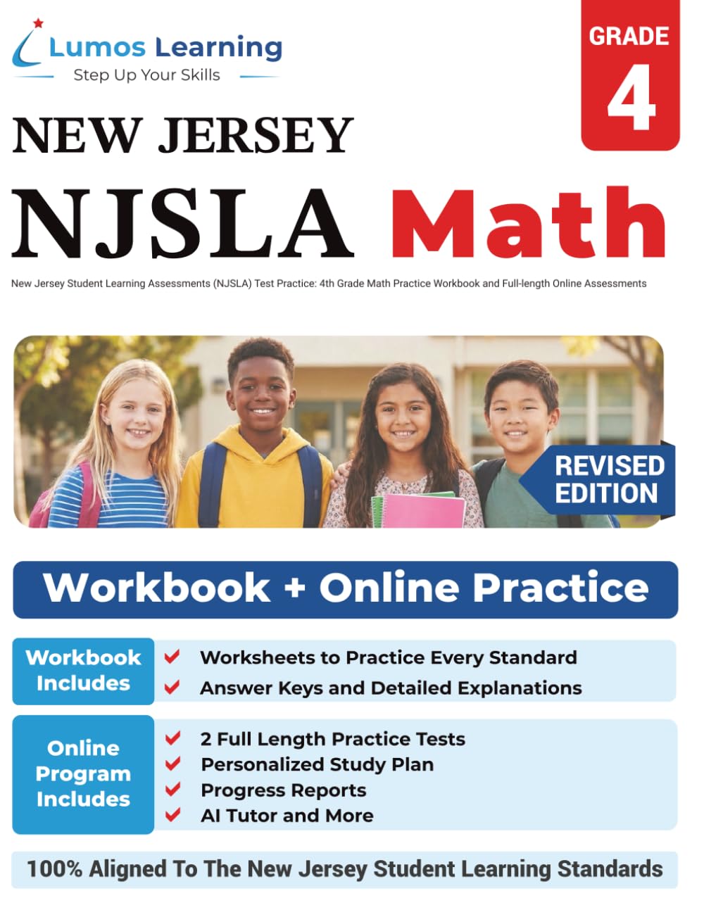New Jersey Student Learning Assessments (NJSLA) Test Practice: 4th Grade Math Practice Workbook and Full-length Online Assessments: New Jersey Test Study Guide (NJSLA by Lumos Learning)