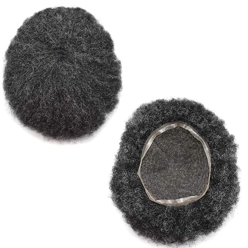 Miniatura 8 de Lace Toupee Black Men Afro Wave Full French Lace Afro Toupee para hombres negros 10 x 8 pulgadas, piezas de cabello humano 100% brasileño para