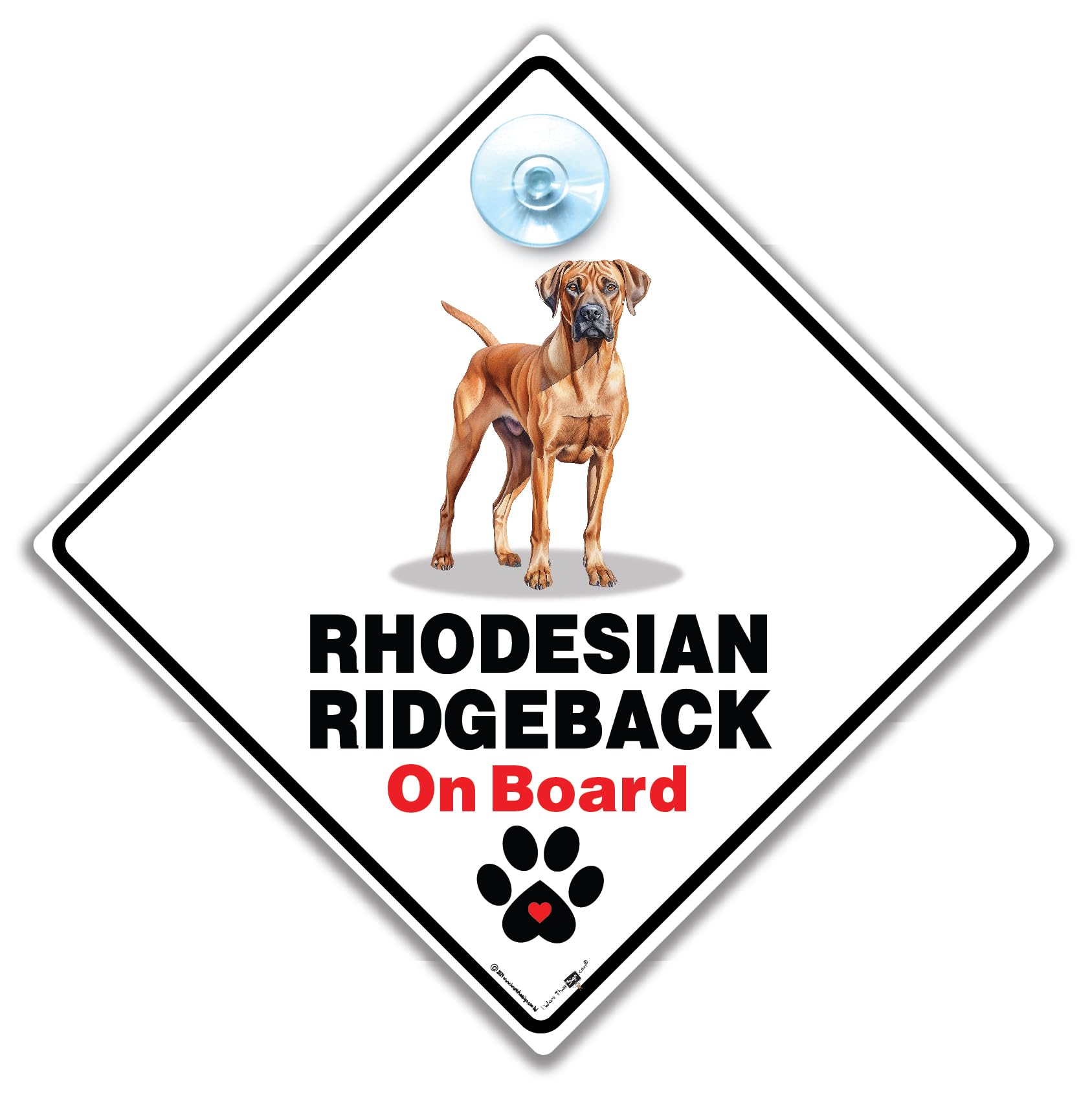 Iwantthatsign.com White Rhodesian Ridgeback Car Sign, Rhodesian Ridgeback Dog Breed Vehicle Sign 14Cm