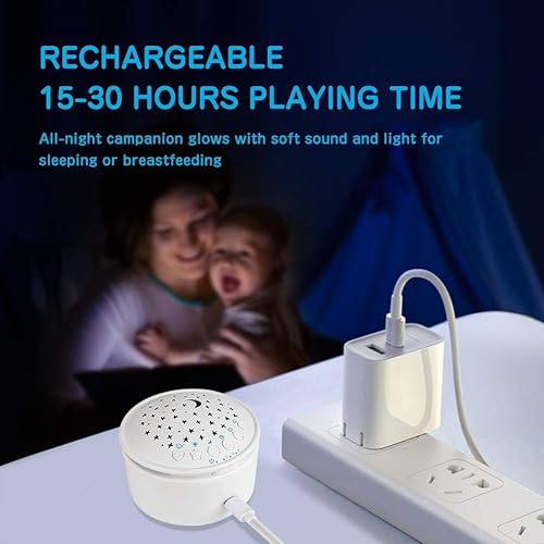 Miniatura 4 de Baby Sleep Soothing APUNOL Baby Sound Machine Proyector de luz nocturna recargable con 16 sonidos relajantes, sensor de llanto para niños,