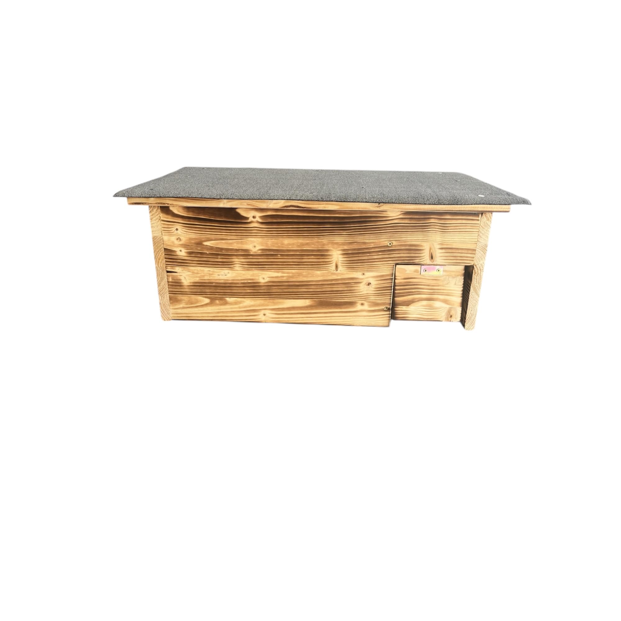 Igelhaus mit Rattenklappe 60x40x23 cm Geflammt Dachpappe Isolierung Handgefertigt Stroh