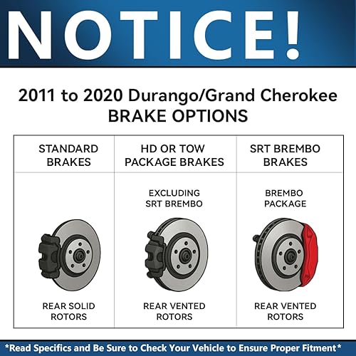 Miniatura 6 de Detroit Axle - Kit de freno trasero para Jeep Grand Cherokee 2011-2020 Dodge Durango 2011-2020, rotores de freno ventilados perforados y ranurados