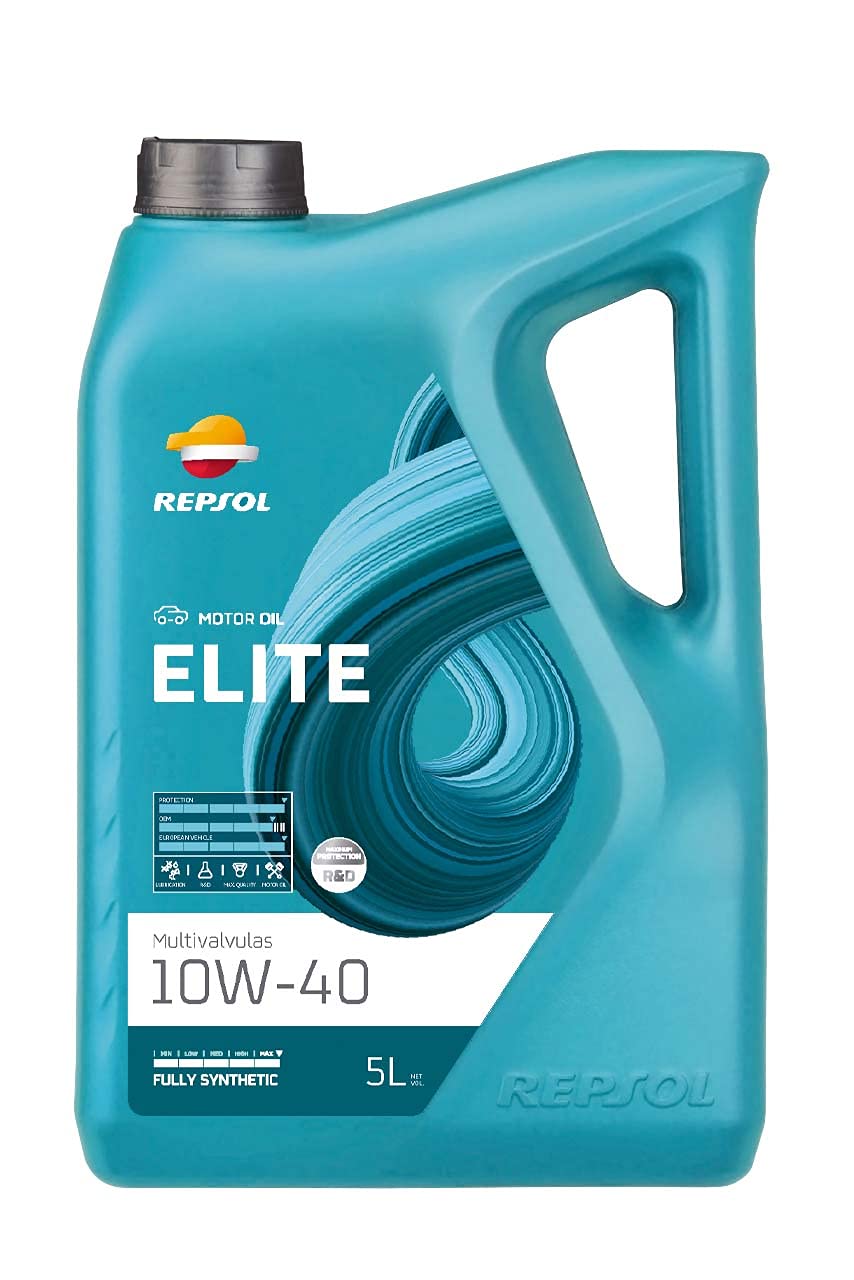 REPSOL Elite Multiválvulas 10W-40 Aceite De Motor Para Coche, 5l & ACEITE DE MOTOR ELITE 50501 TDI 5W40 5 Litros
