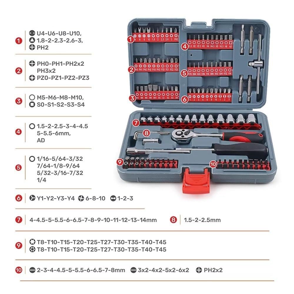 Set utensili multiuso Set di chiavi a bussola regolabili 1/4 126 in 1 bussole a cricchetto CRV punte per cacciavite per uso domestico Kit strumenti riparazione manuale