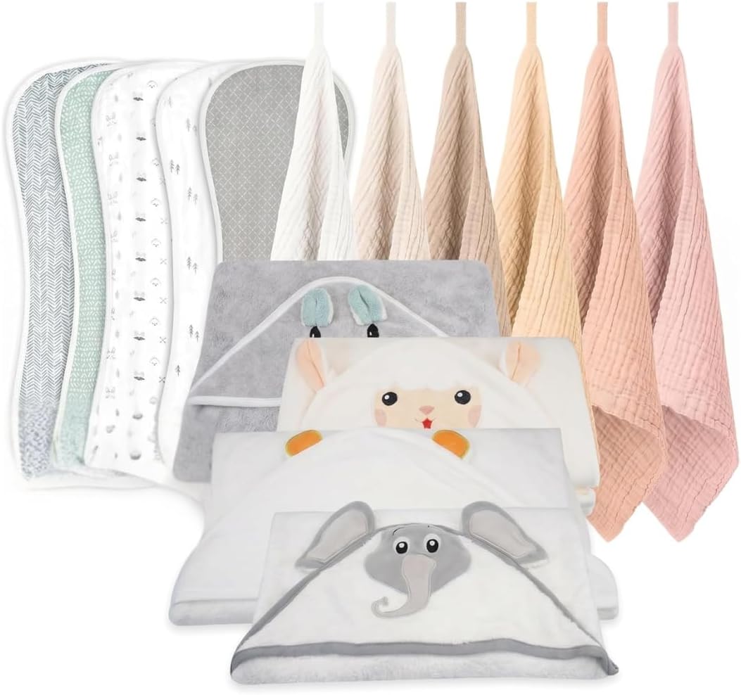 Grove Baby Care Essentials Kit – Wash Cloth Baby & Baby Burp Cloths Set