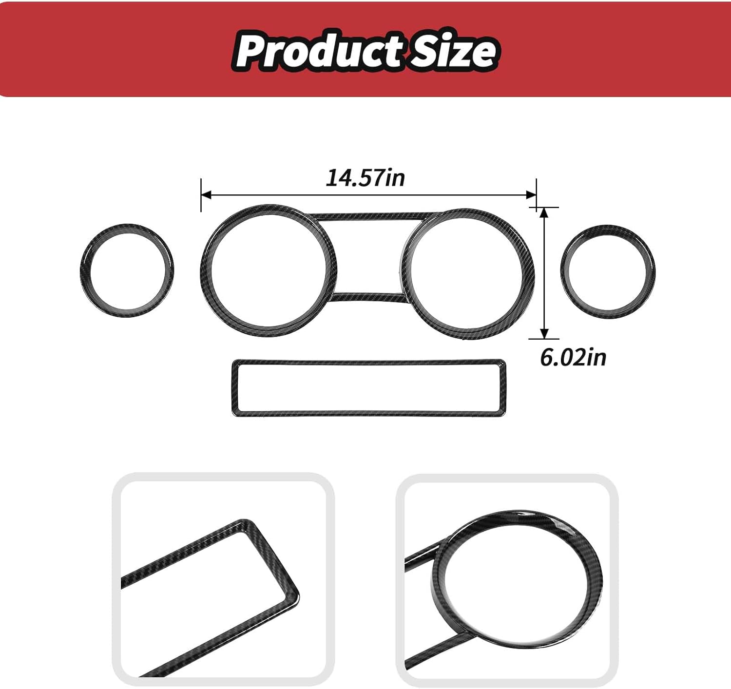 JeCar 4pcs for Mustang Carbon Fiber Interior Dash Vent Cover Trim Kit Fit for 2010-2014 Ford Mustang Interior Accessories