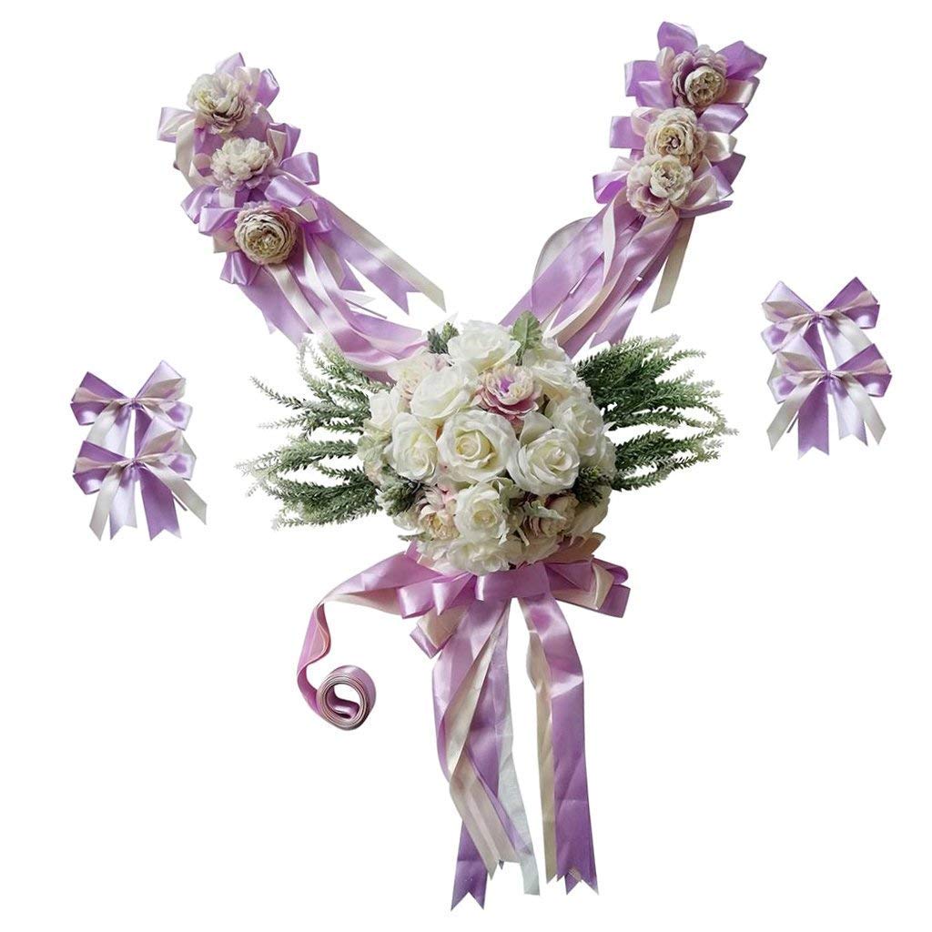 Backbayiaia12 Stück künstliche Blume Auto Dekoration Hochzeit Bogen Schleife Ornament