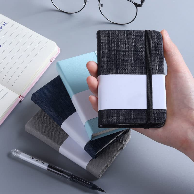 XGOPTS 2 Pack A7 Pocket Notebook Small Journal Notebook Hardcover Mini Notepads Mini Memo Book Pads with Smooth Faux Leather for School Office Supplies College Business Travel Home Black - Image 3