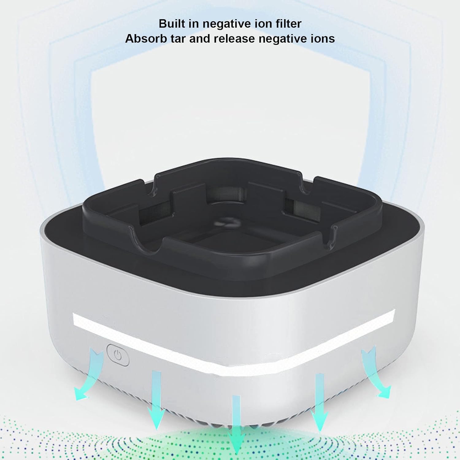 Multifunctional Smokeless Ashtray Indoor, Ashtray Purifier Battery Powered Negative Ion Purifier Ashtray, Smokeless Ashtrays for Home Office Car and Outdoor Use(Grey)