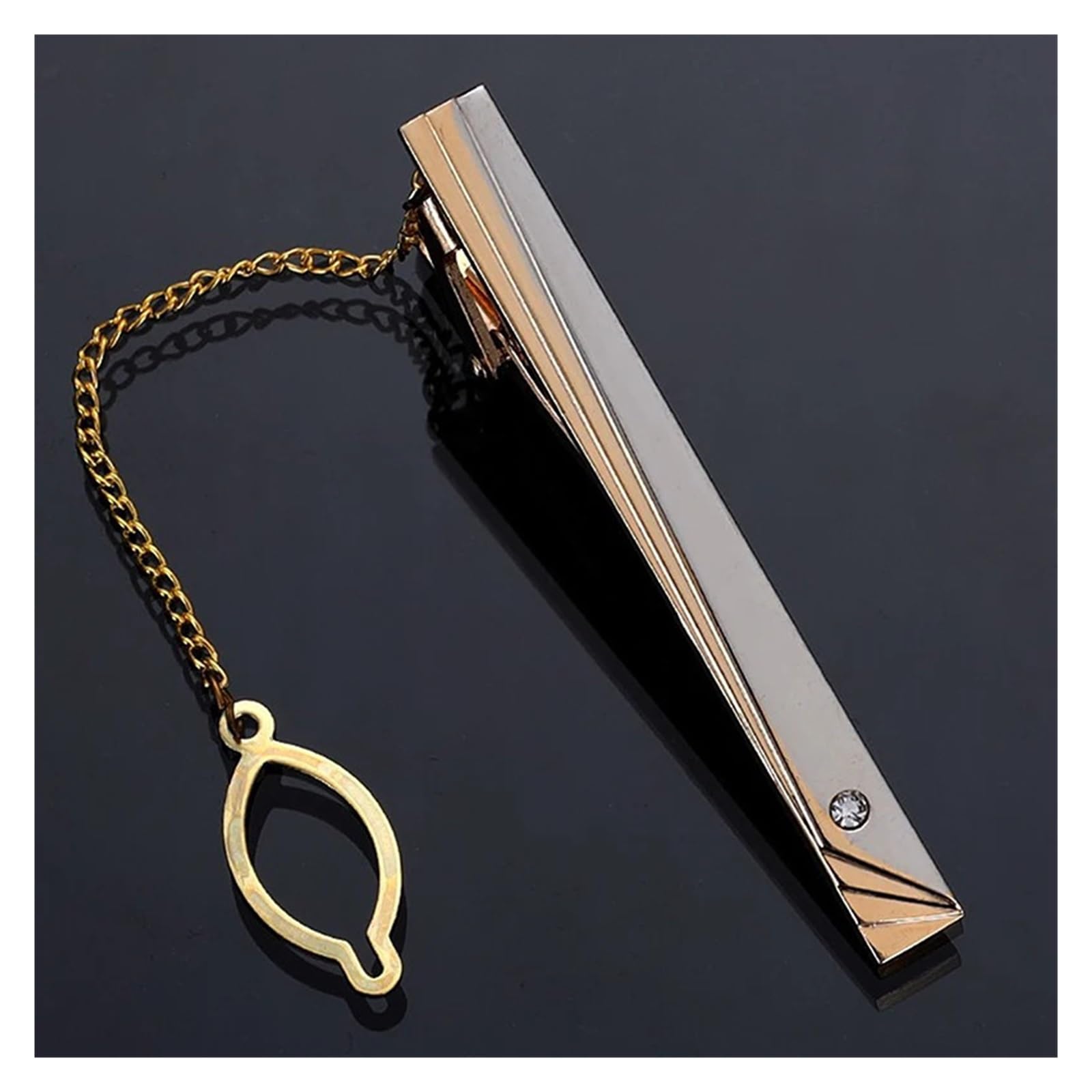 Krawattennadel Goldfarbene Krawattenklammer mit Kette for Herren, Hochzeit, Krawatte, Krawattenverschluss, Clip, Gentleman-Krawatten, Krawattennadel for Herren-Accessoires
