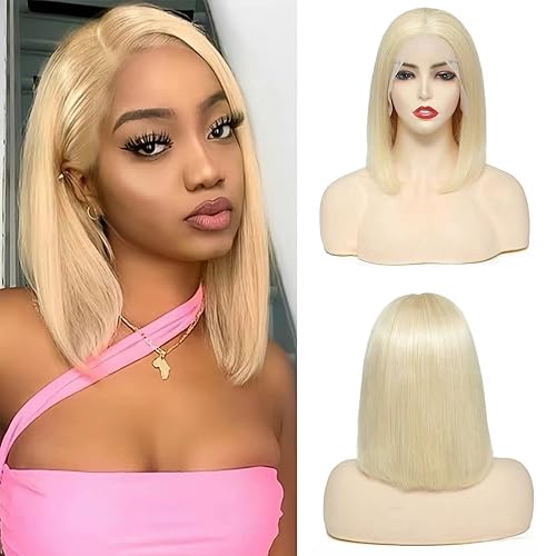 Shesbeauty Peluca de cabello humano de 13 x 4 pulgadas, peluca de encaje frontal de cabello humano, densidad del 180 % con cabello de bebé, color