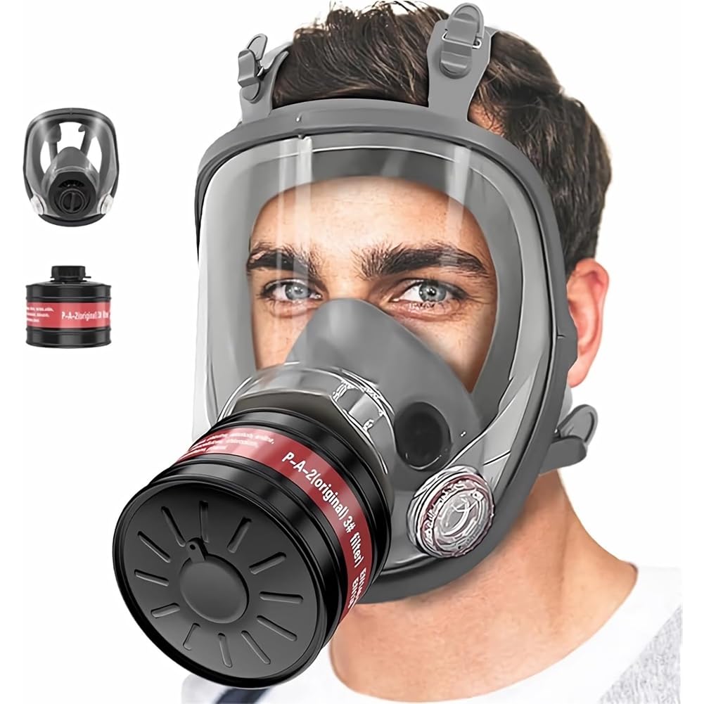Masques à gaz de survie nucléaire et chimique, masque à gaz avec filtre à charbon actif de 40 mm, masque respiratoire à couverture intégrale