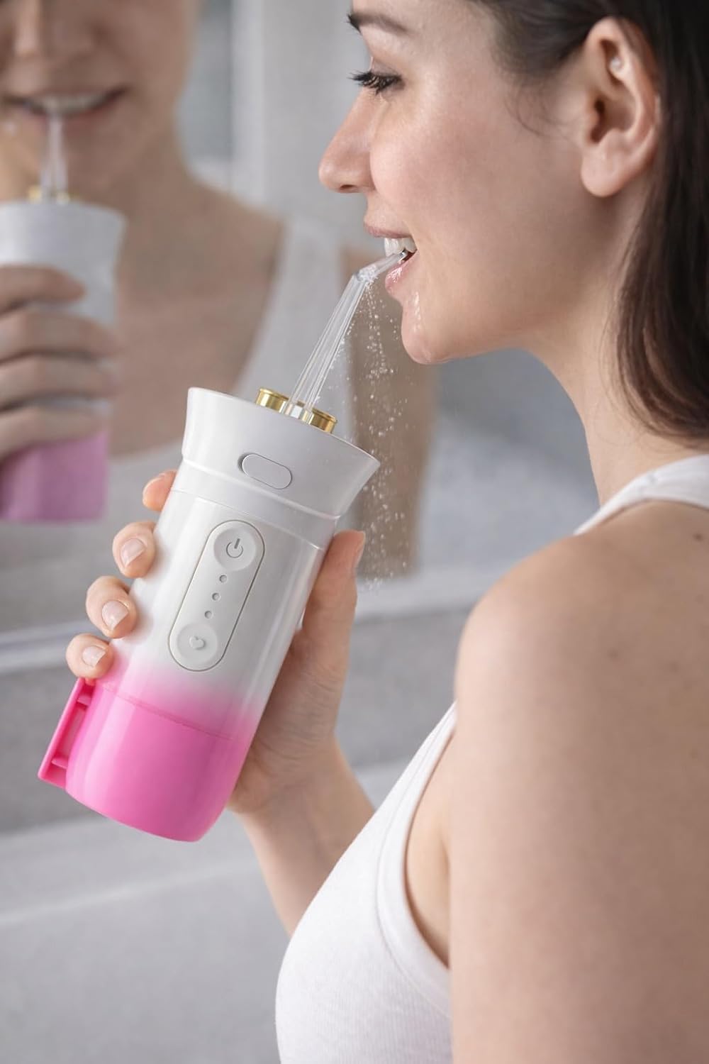 Portable Water Flosser Oral Irrigator (White/Pink)
