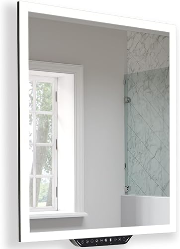 Homewerks 75-106-AX, altavoces Bluetooth, luz LED regulable que cambia de color integrada, 30x36 pulgadas, espejo inteligente Alexa de 30x36 pulgadas