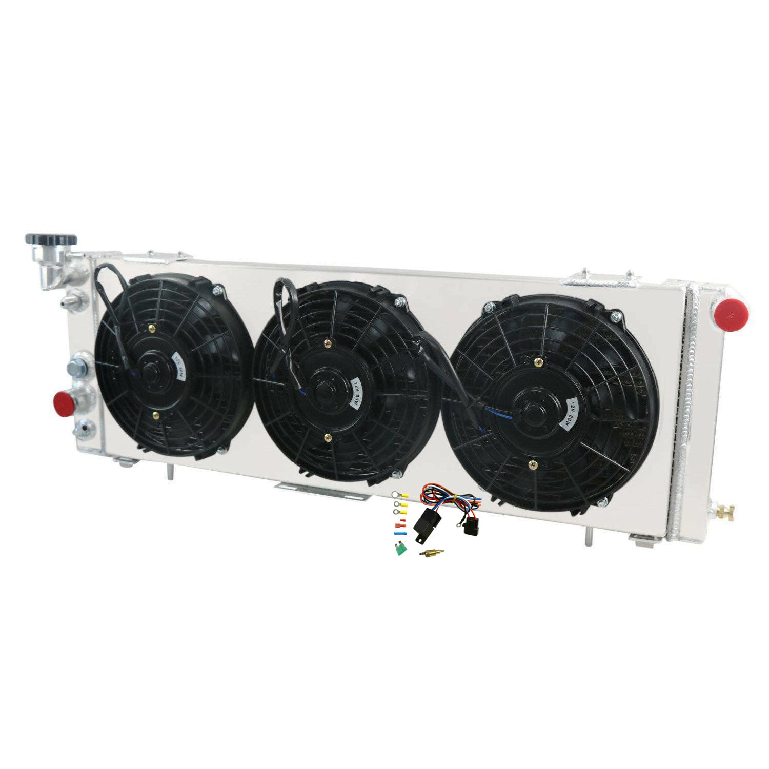 26MM Aluminum Radiator for 1991-2001 Jeep Cherokee Comanche 2.5L 4L L4 L6, All Aluminum Radiator + Shroud Fan + Relay Kits 92 93 94 95 96 97 98 99 00