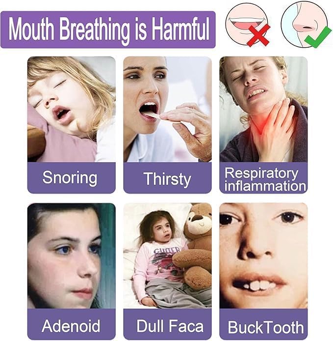 CESITRA Kids Sleep Strips, 30pcs Mouth Shape Anti-Suffocation Design Mouth Tape, Stretchable Mouth Sleep Aid Help Nose Breathing, Sleep Mouth Tape for Snoring 4