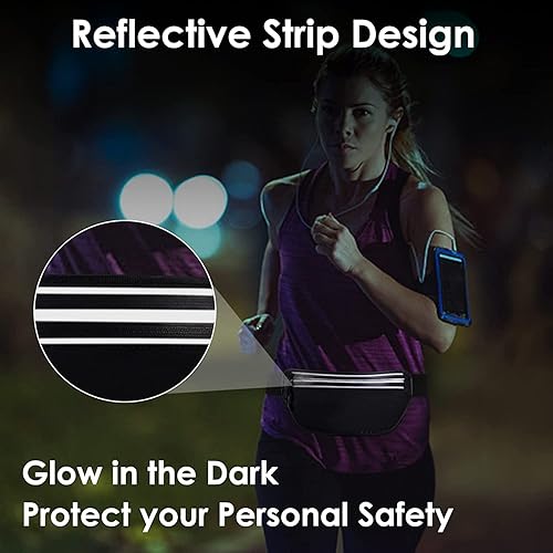 Miniatura 4 de Cinturones para correr para hombres y mujeres, cangurera para correr con 2 bolsillos con cremallera, bolsa impermeable para teléfono para llevar