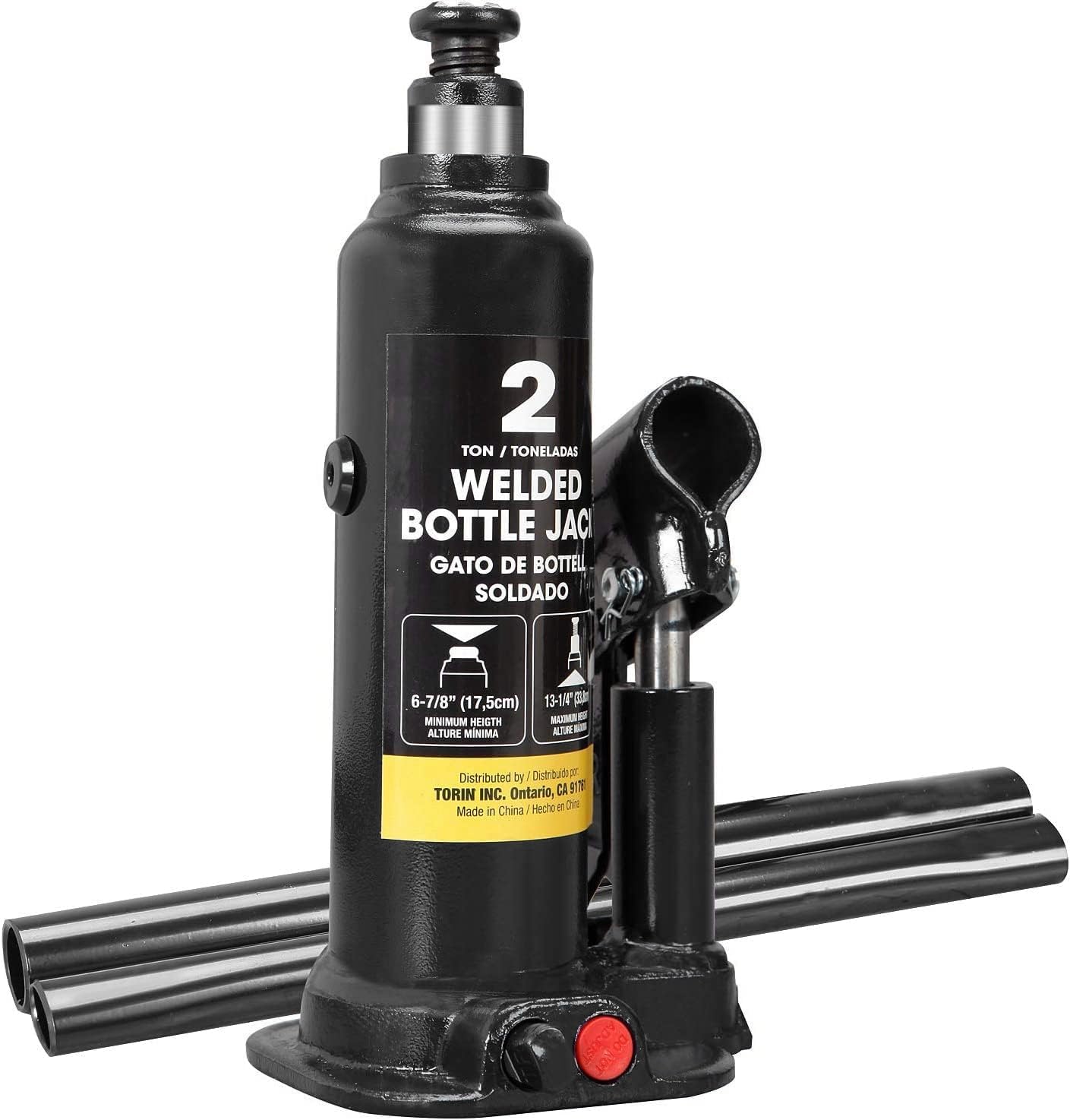 BIG RED 2 Ton (4,000 LBs) Torin Welded Hydraulic Car Bottle Jack for Auto Repair and House Lift, Black, AT90203BR
