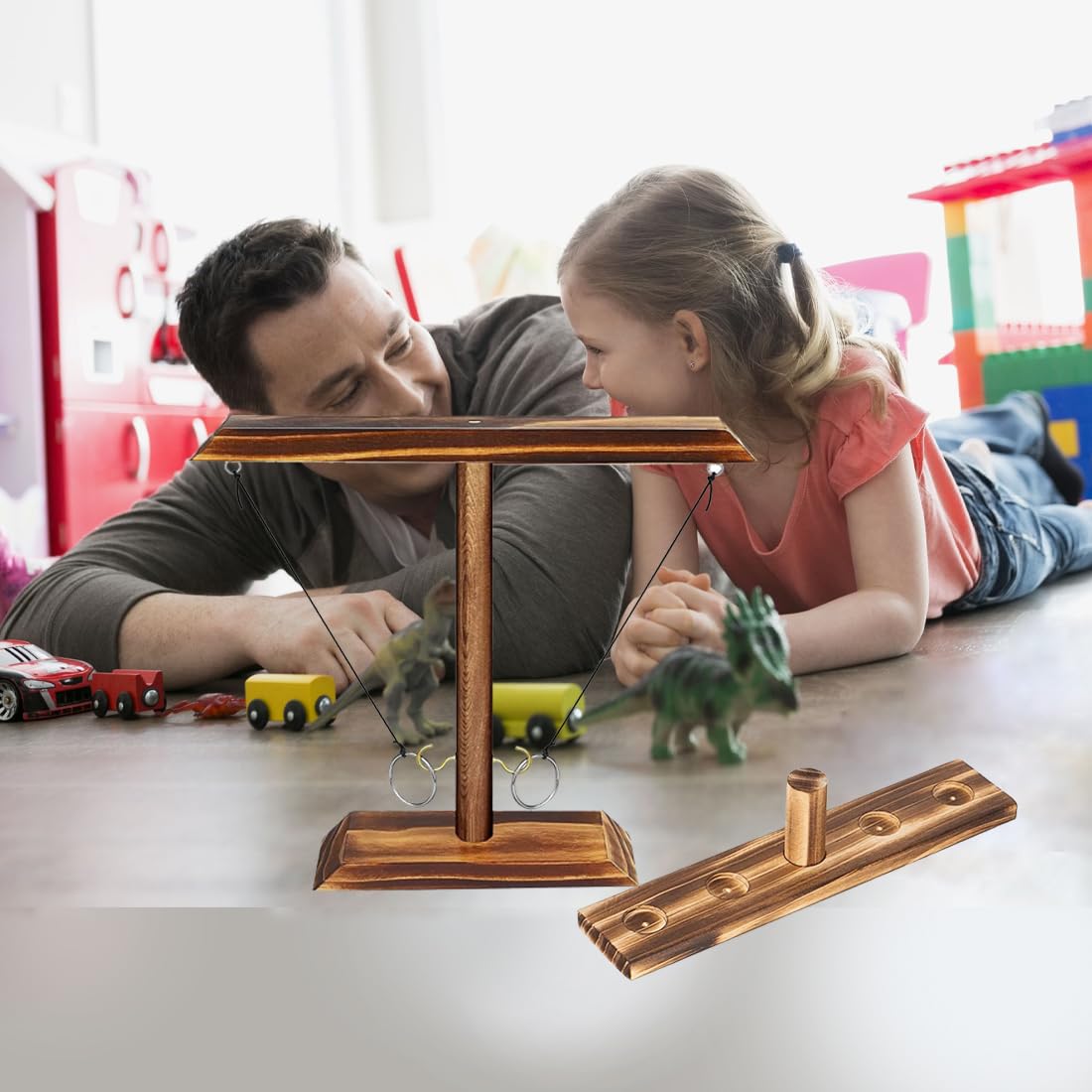Gioco Di Lancio Dell'Anello In Legno Per Adulti E Bambini - Gioco Tiro All'Anello Da Tavolo Grandi Dimensioni 40x33cm - Per Feste, Bar, Giardino E Interni - 3