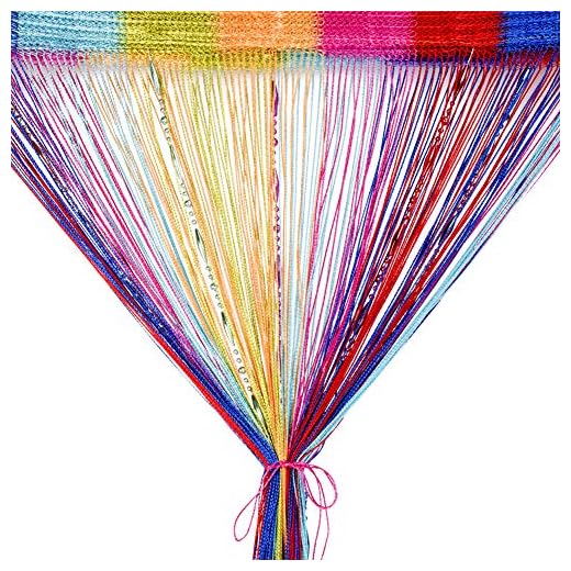 BCMRUN Cortina Panel, 100 x 200 cm Purpurina Cortinas para Salon Cuerdas para Puerta Cortina de Cuentas Borla de Panel Exterior Casa Decor Divisor biombos separadores (A-Colorido)