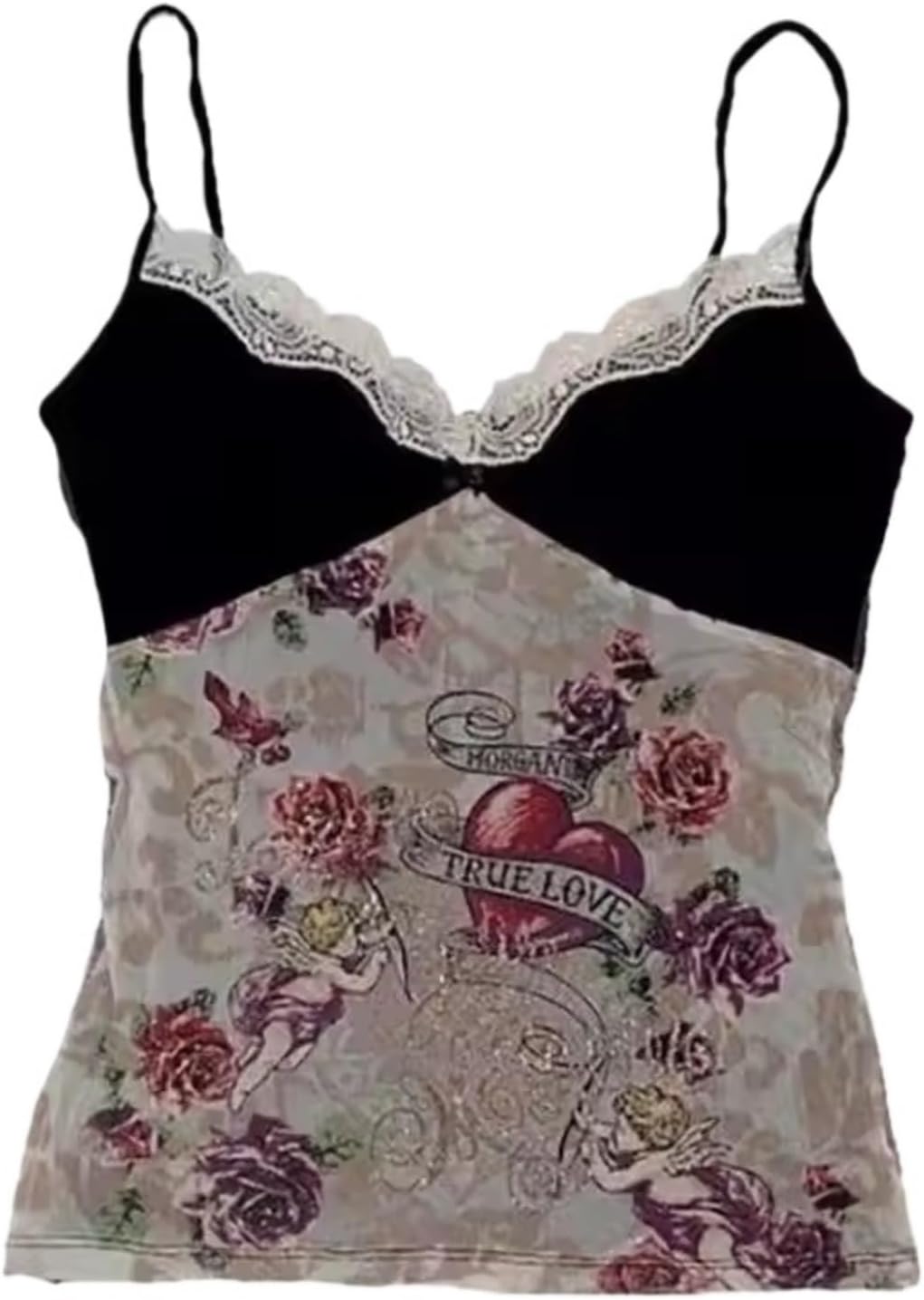 Y2K Harajuku Halter Top for Women 2000s Vintage Grunge Cami Coquette Cropped Punk Tank Downtown Girl Clothes