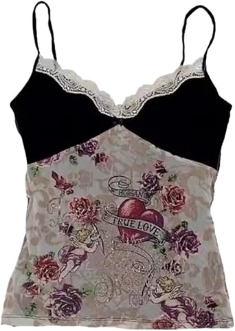 Y2K Harajuku Halter Top for Women 2000s Vintage Grunge Cami Coquette Cropped Punk Tank Downtown Girl Clothes