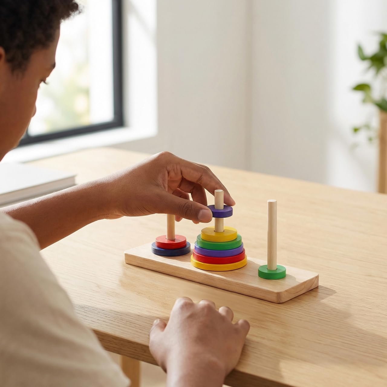 Gadpiparty Cerebro De Madera De Hanoi - Rompecabezas Mentales para Adultos Lu Ban Puzzle Pelota Desbloquear - Juego De Mesa Clásico De Madera
