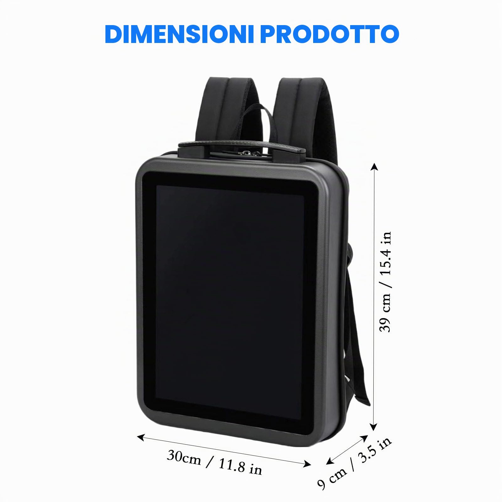 Display Digitale da Zaino per Esterni da 450 Nit, Ben Visibile Anche in Condizioni di Luce Intensa, Schermo da 15,4 Pollici, Adatto Sia per Scopi Pubblicitari Che per Il Noleggio