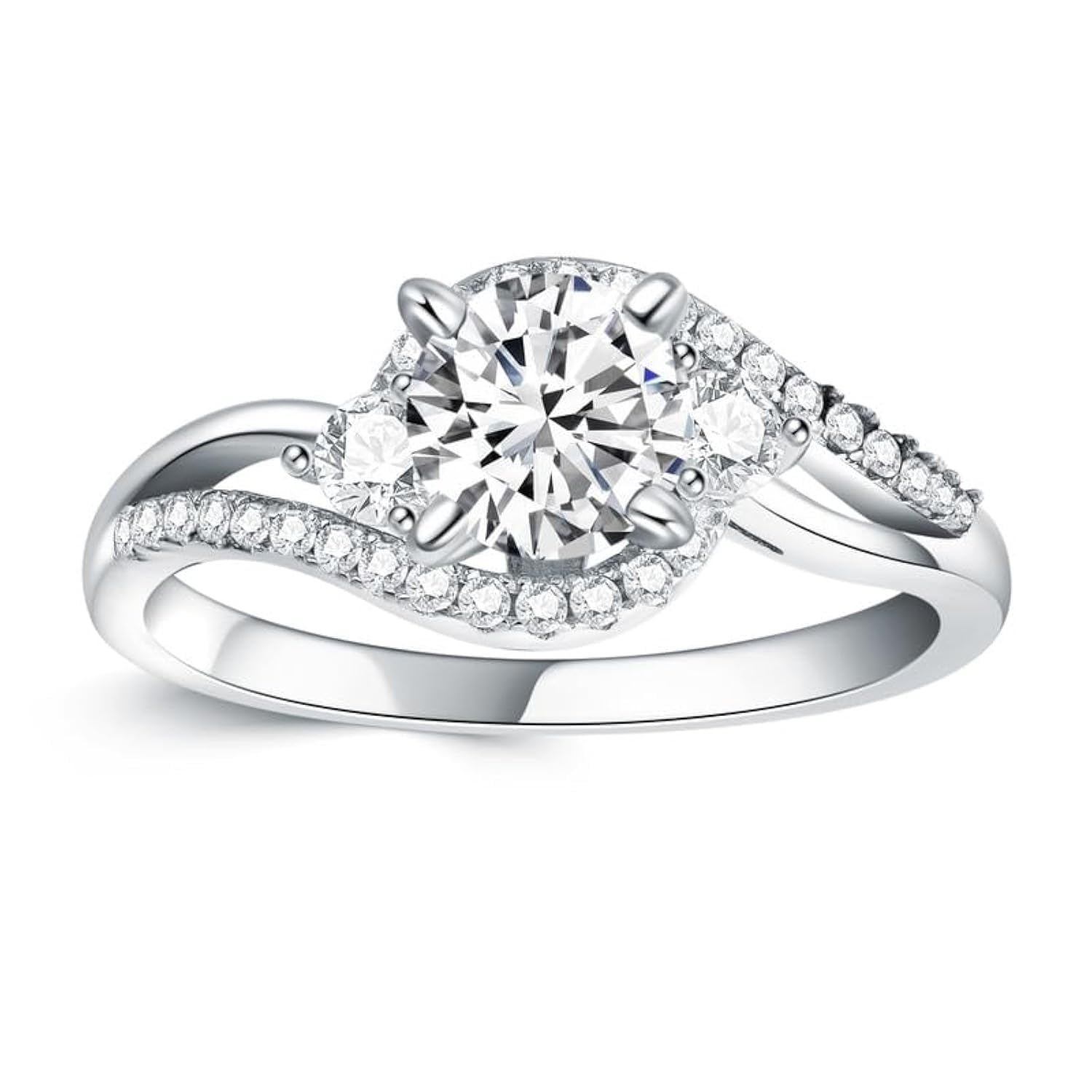 Verlobungsring Damen Silber 925 Eheringe Ringe Frauen Diamantring 1ct 5A Zirkonia und drei Steine Verlobungsringe mit Geschenkbox Verlobung Hochzeit Geschenk