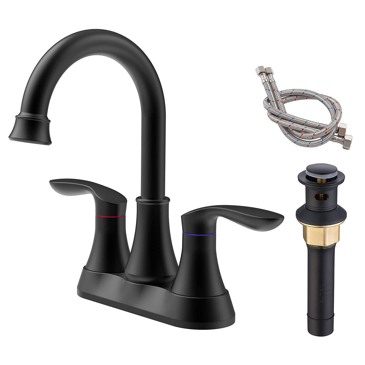 Robinet de lavabo 2 poignées avec bec à arc élevé pour un lavage fluide