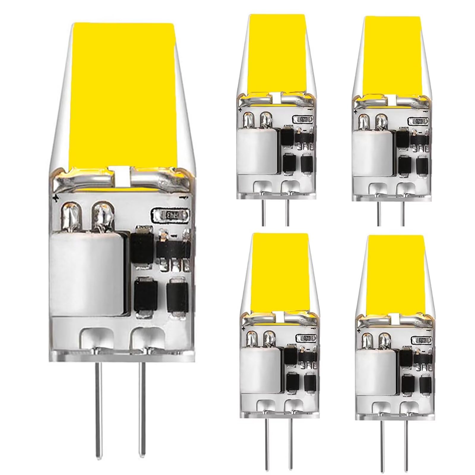 COITROZR G4 LED Lampen, 5W LED G4 Birnen Kaltweiß 6000K 500lm, Ersatz für 50W Halogen Leuchtmittel, Kein Flackern, 12V AC/DC, Nicht Dimmbar 360° Stiftsockellampe 5er Pack