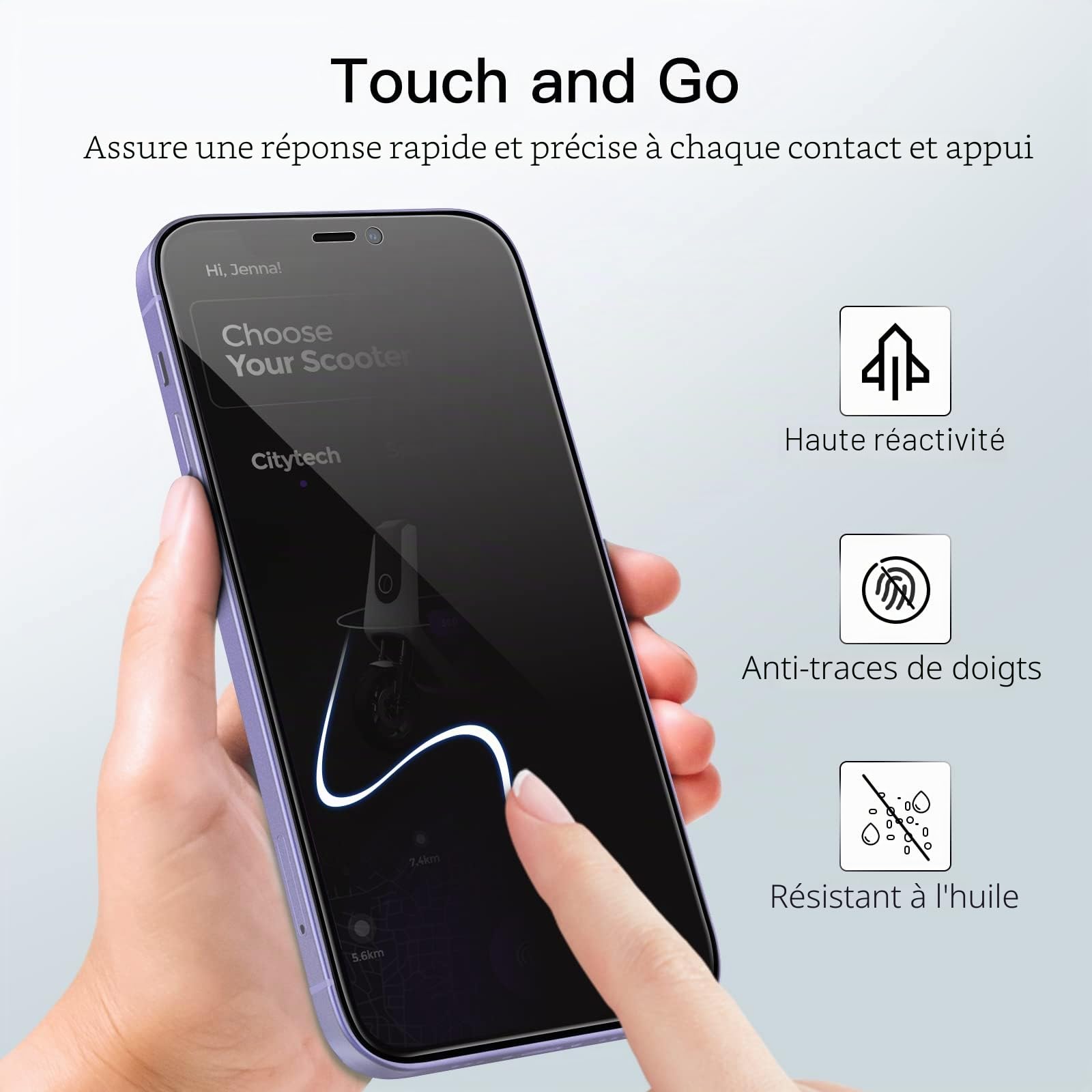 JETech Protection d'Écran Anti-Espion pour iPhone 12 et iPhone 12 Pro 6,1 Pouces, Couverture Complète Film en Verre Trempé, Compatible Coque, Lot de 2