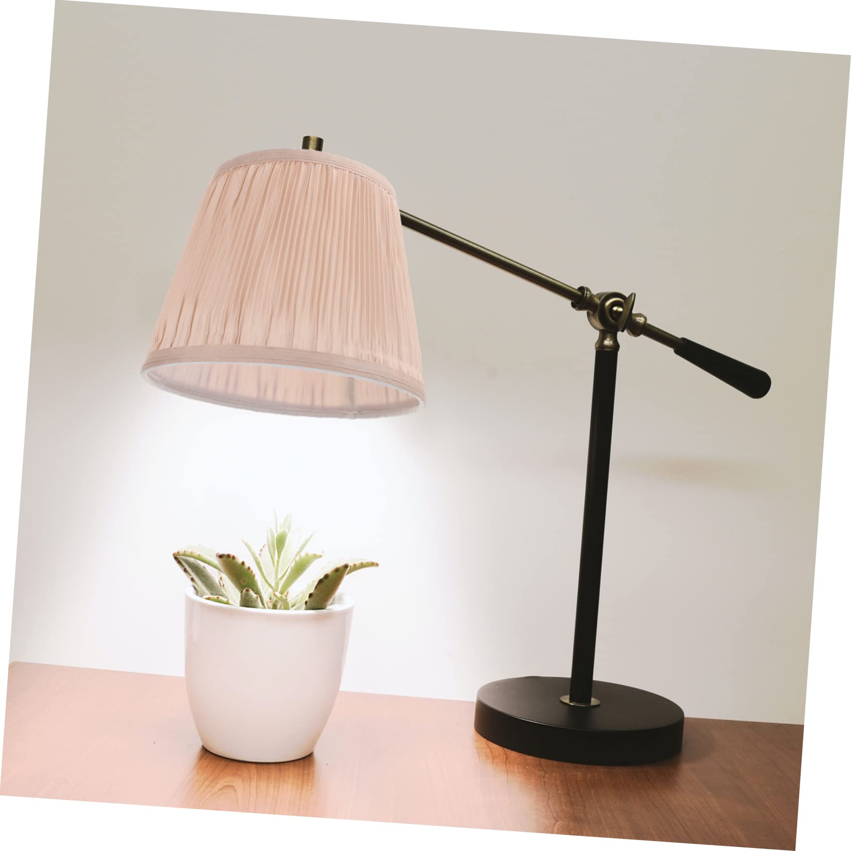 SHINEOFI Pantalla de Lámpara de Tela E27 Khaki para Salón y Restaurante | Estructura de Tejido y Metal, Diseño Sencillo y Delicado, Modelo para Pie y Mesa