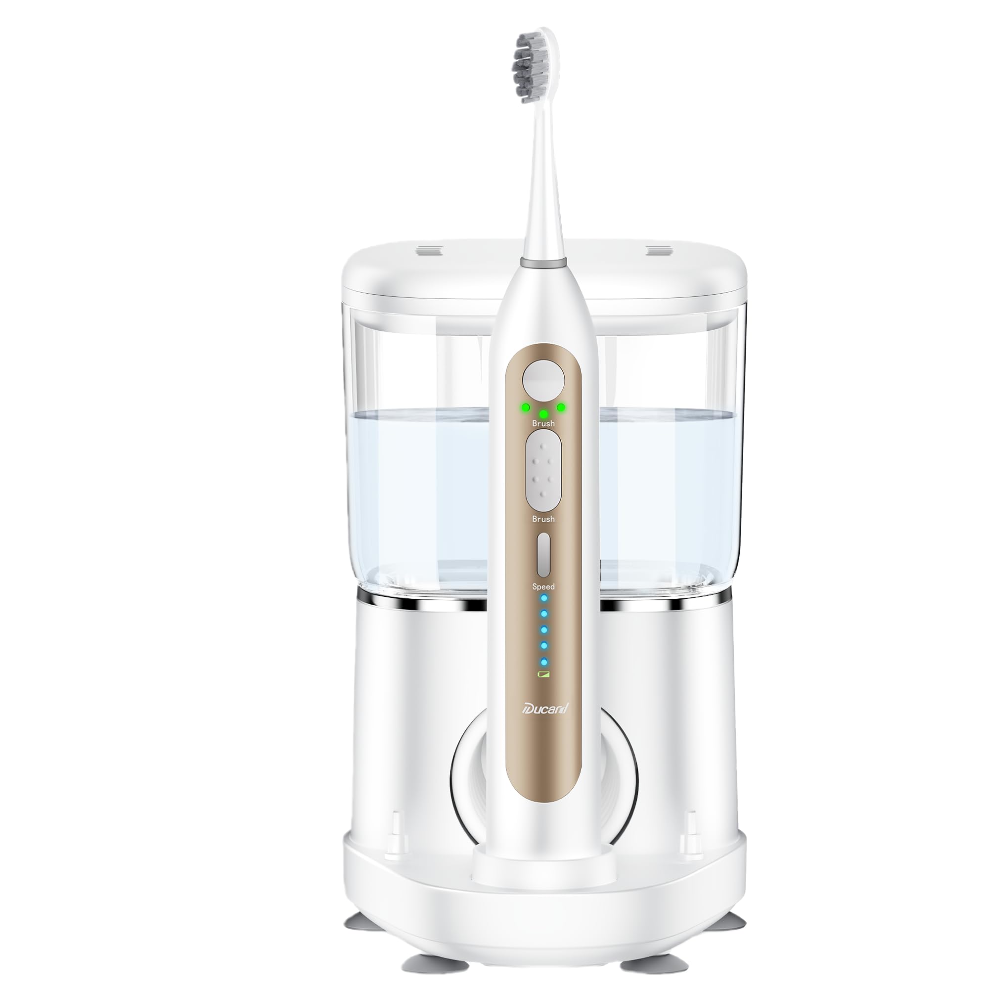 Electric Toothbrush with Water Flosser, 2-Minute Smart Timer, 5 Adjustable Floss Speeds & 3 Modes, 500ML Detachable Tank, IPX7 Waterproof, Family Kit for Adults & Braces