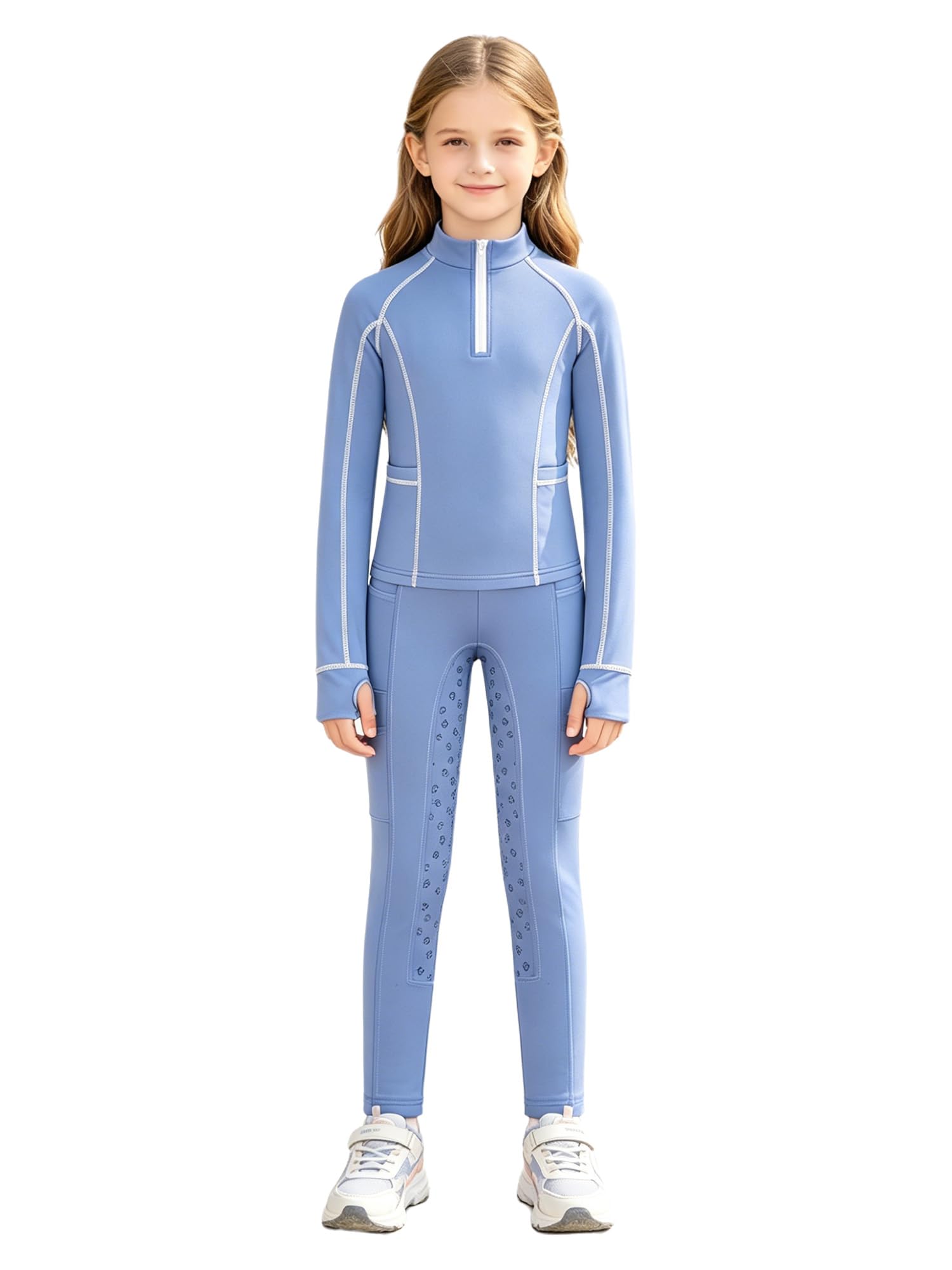 Dziecięcy dres sportowy, dres treningowy, dres do joggingu, antypoślizgowe legginsy do jazdy konnej, sportowy strój jeździecki, zestaw części