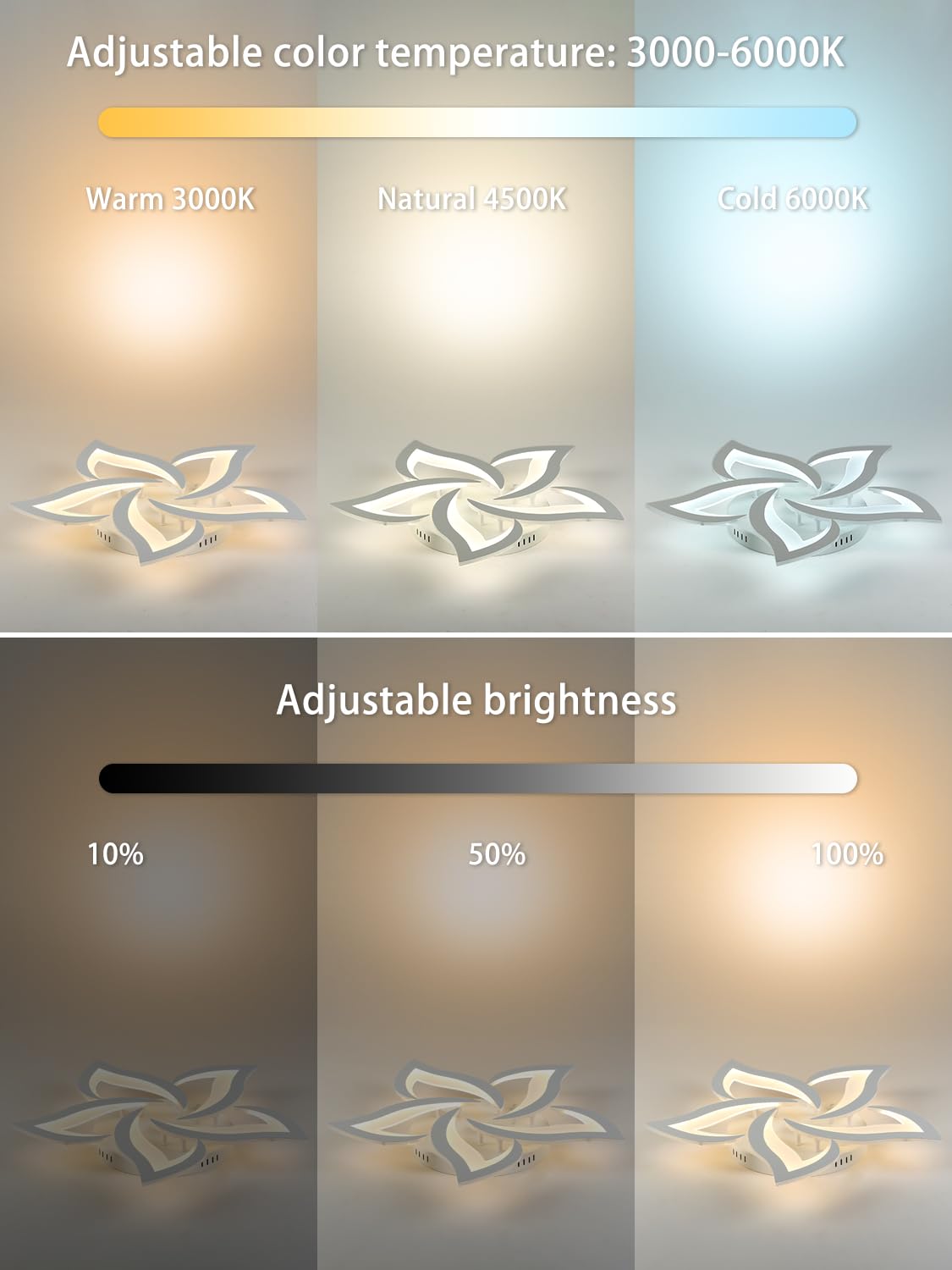 58CM LED Deckenleuchte Wohnzimmer Dimmbar Deckenlampe Blume | Moderne Schlafzimmer Lampe decke Kreis Wohnzimmerlampe mit Fernbedienung 3000K-6000K Weiß Schlafzimmerlampe Esszimmer Küche