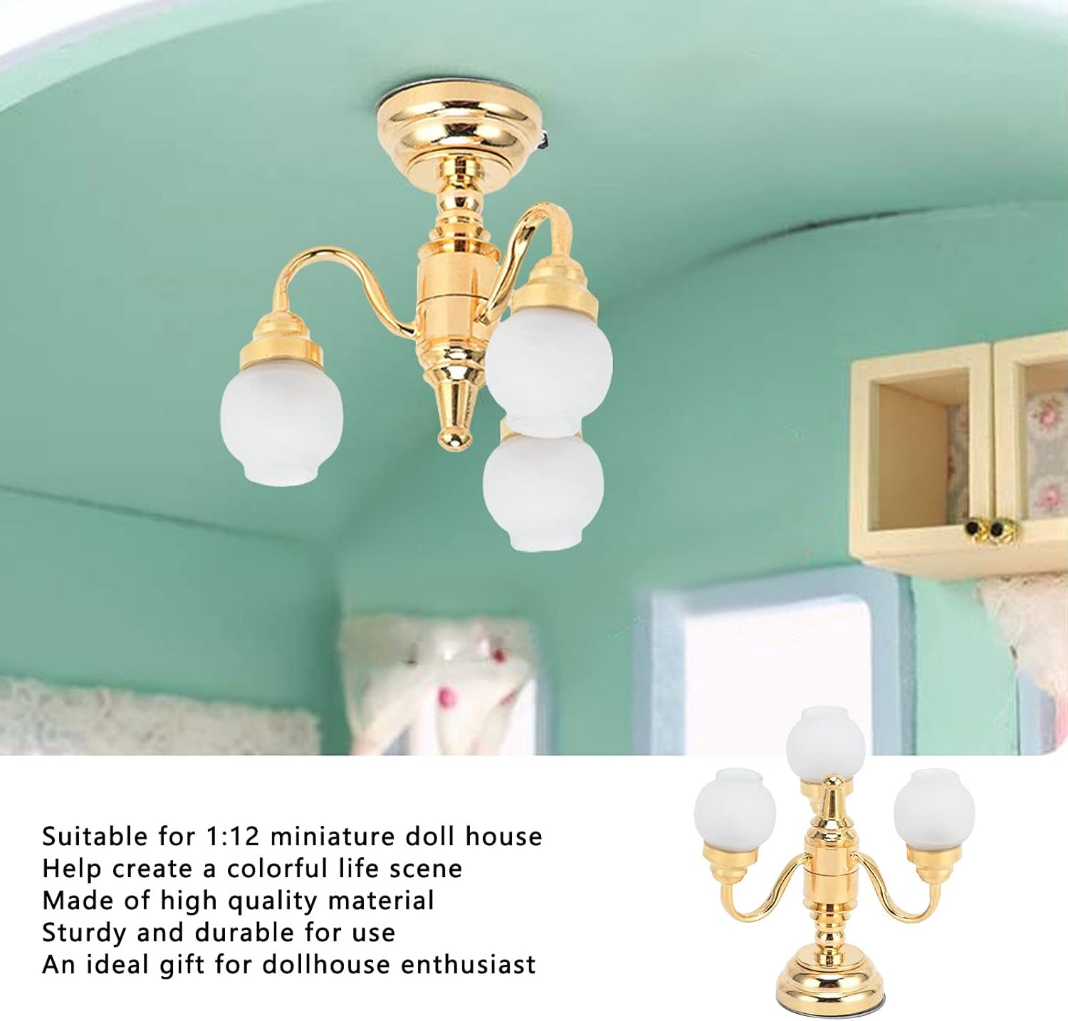 Tnfeeon Desk Lamp, Plastic Dollhouse Lamp LED for Decoration for Miniature Dollhouse