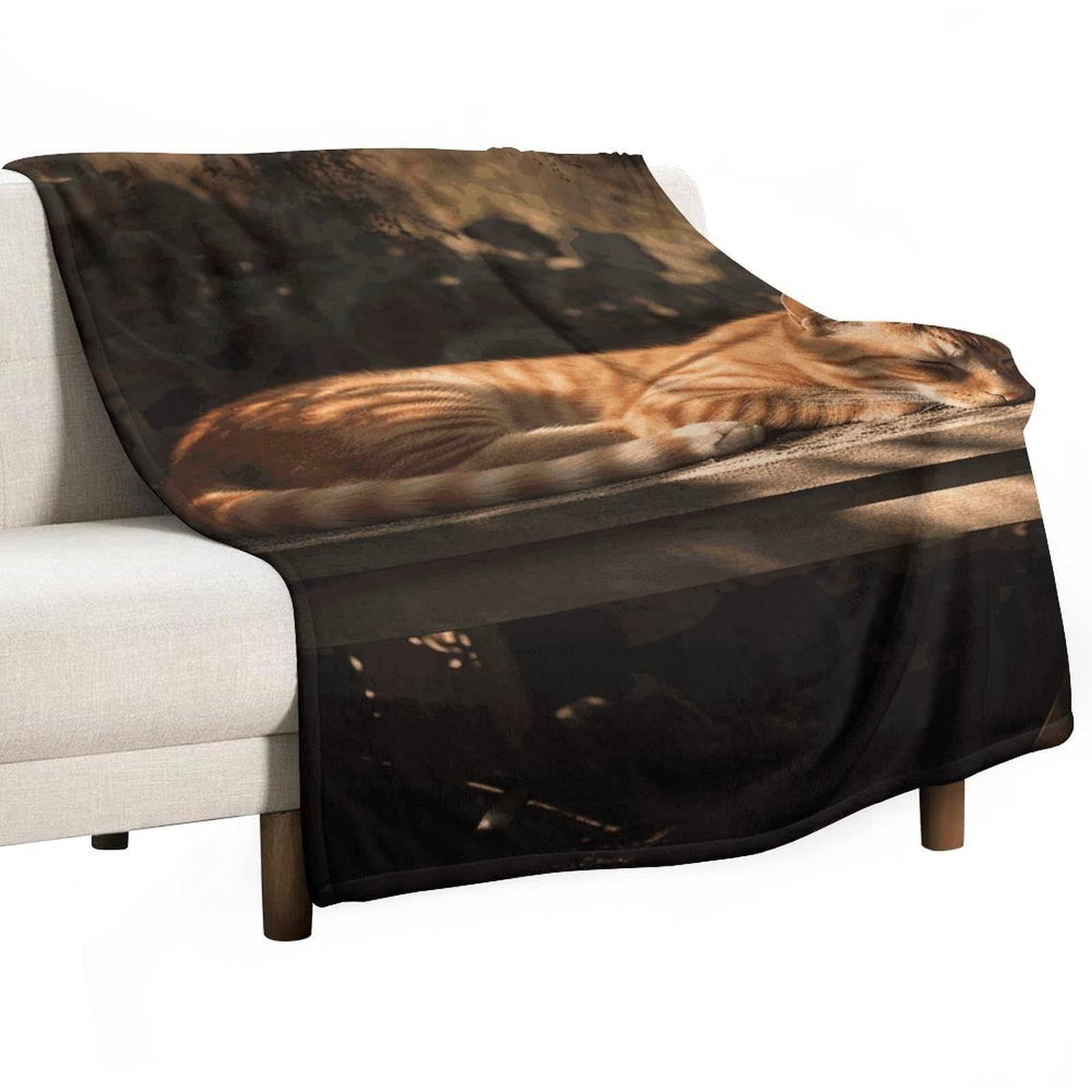 Couverture flanelle chat orange 100x150 cm douce et légère pour lit