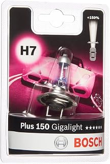 Bosch H7 Plus 150 Gigalight Halogen-Glühlampe für Auto-Scheinwerfer, 12 V 55 W, 150 % mehr Licht - Lampensockel Typ PX26d - 1 Ersatz-Scheinwerferlampe