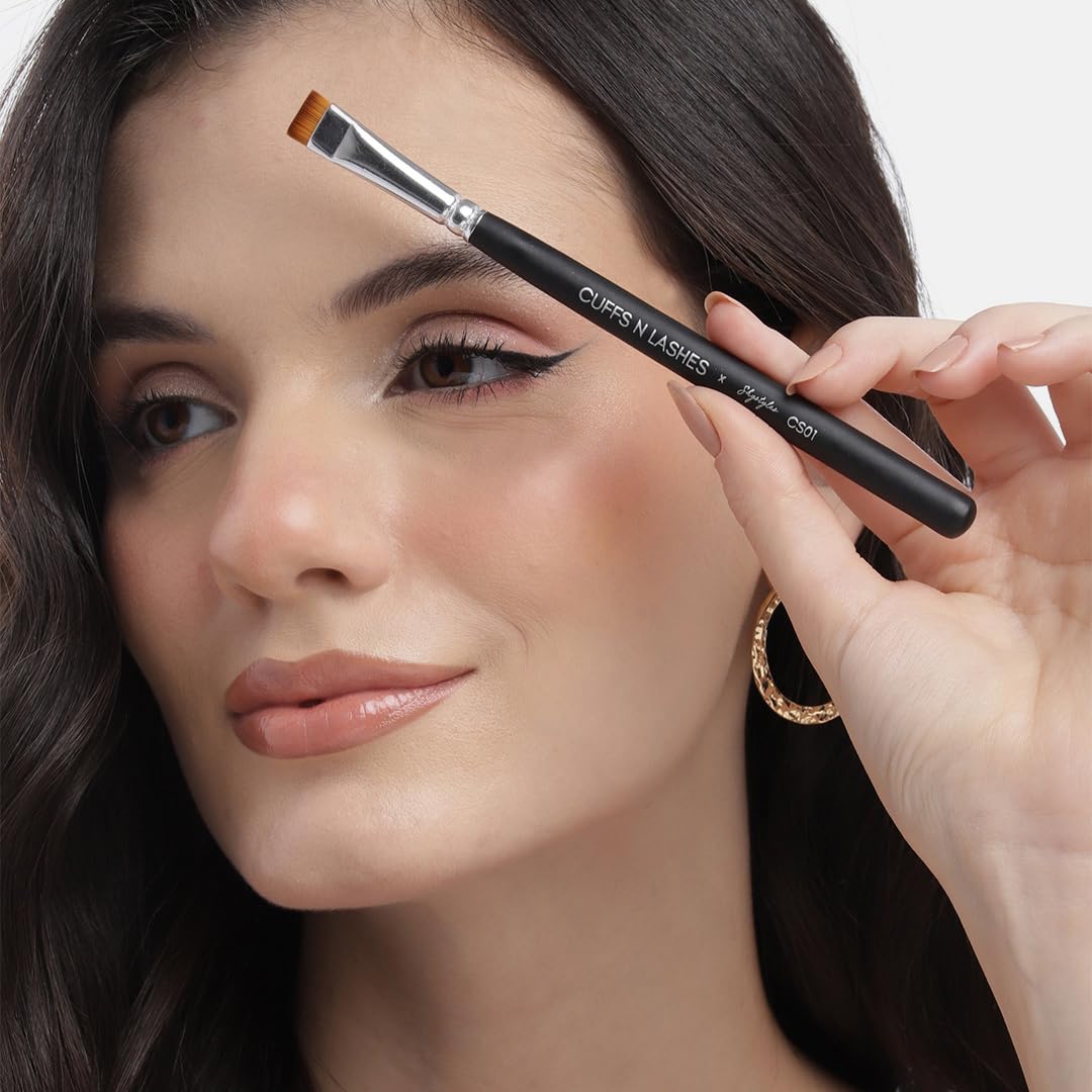 Cuffs N Lashes X Shystyles CS01 Flat Shader Brush – High Performance Eye Makeup Brush | Soft Bristles | Cruelty-Free | Handmade in India | Professional Eye Shadow Application - Image 6 thumbnail