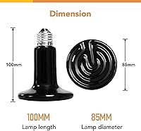 Vista 3 de Simple Deluxe 100W Bombilla de calor de cerámica para reptiles y lámpara de abrazadera de 150W con reflector de aluminio de 8.5" Combo para mascotas