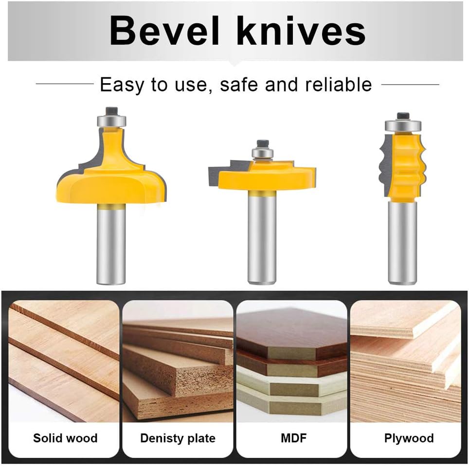 Exclusive Discount 80% Offer LEATBUY 3 PCS Router Bit Set, 1/2-Inch Shank Complete Picture Frame Making Bit Set Router Bits, Woodworking Wood Molding Cutter, Door, Drawer Front Edging Router Bit Sets(1/2-classic)