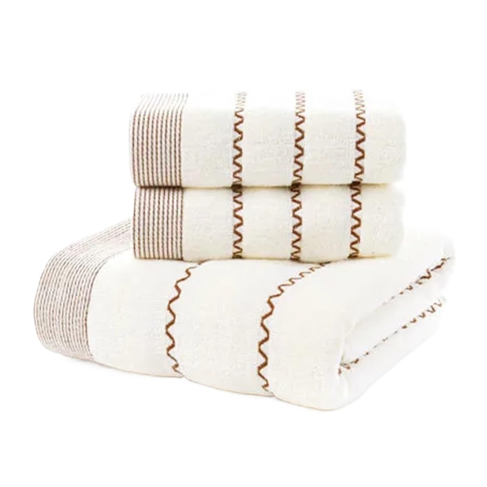 WSQHAO Set Of 3 Cotton Bathroom Towels Sets 2pcs Hand Face Towel 35x75cm And 1pcs Big Bath 70X140cm Washcloths Gift for Shower(Color8)