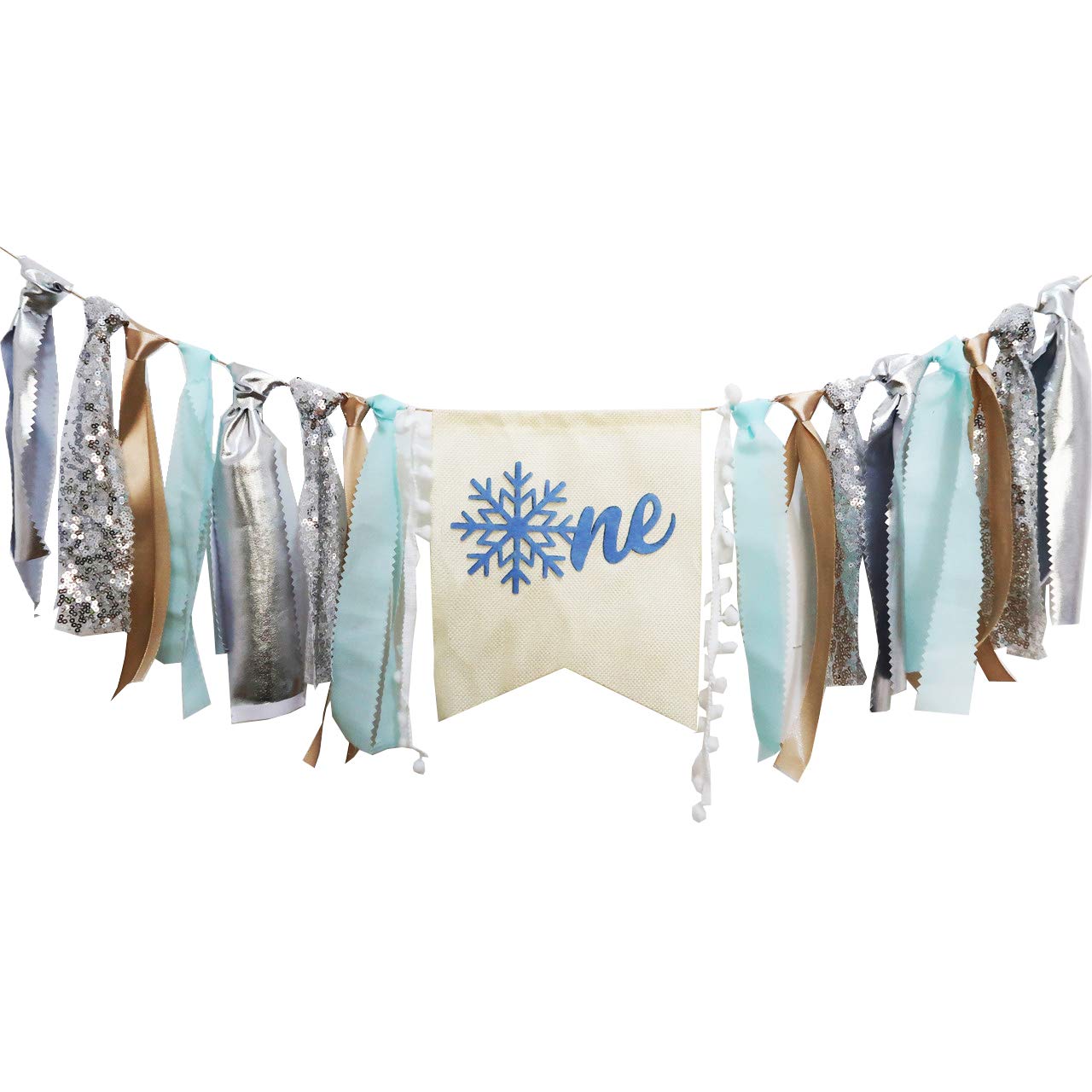 Full Win Shop Princess Snowflake Highchair Banner Snow Princess Themed First Birthday Party Decorations for Photo Booth Props, Birthday Souvenir, Best Party Supplies